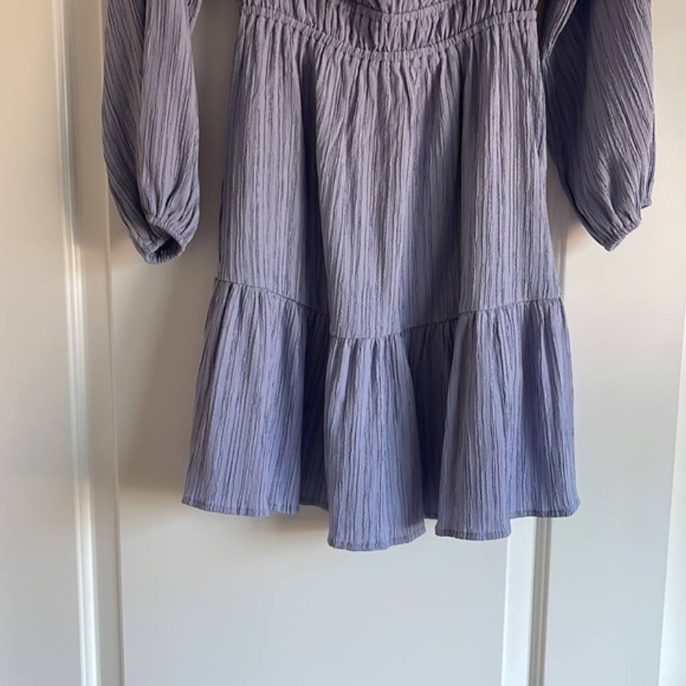 Purple puff sleeve mini dress - Picture 2 of 6
